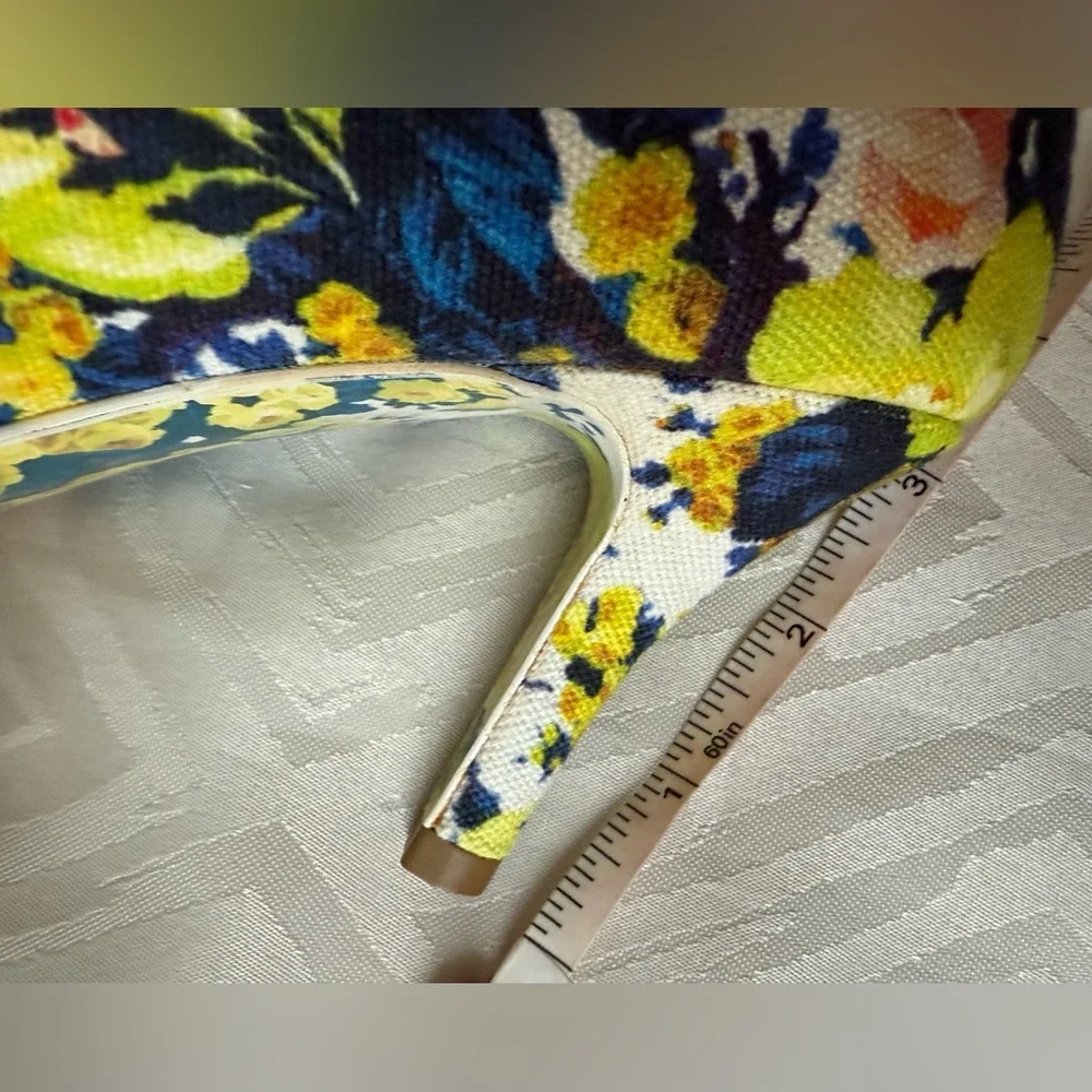 MSGM Designer Size European 36 Floral Print Women's Heels Shoes Italy Colorful